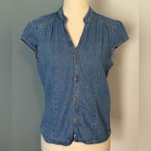 Christopher & Banks Blue Denim Button-Down Shirt